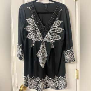 INC XL black beaded tunic
